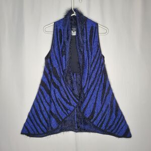 Angel Apparel Cardigan Vest Topper Medium Black Blue Zebra Whimsigoth Fairycore
